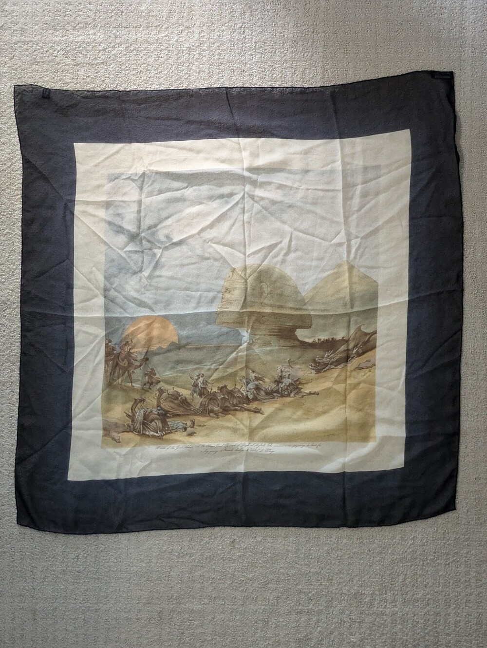 Rare Vintage Burberry London David Roberts "Egyptian Landmarks" Silk Scarf